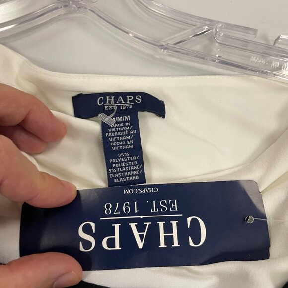 Chaps Womens Ruched Sheath Dress Long Sleeve Black/Ivory Colorblock Size M New - Picture 8 of 8